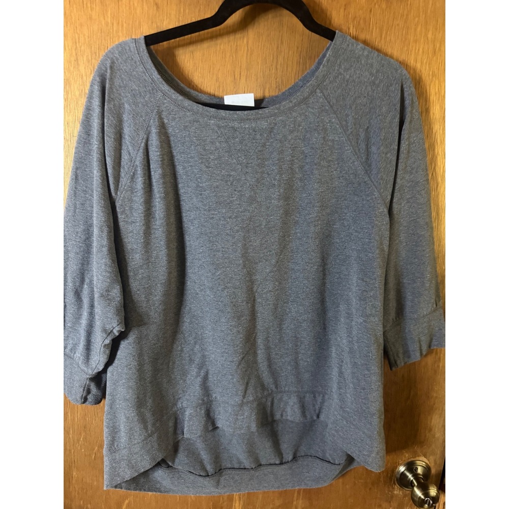 Danskin Now Womens XL Charcoal Grey Heather 3/4 Sleeve Activewear Top DNL34006H